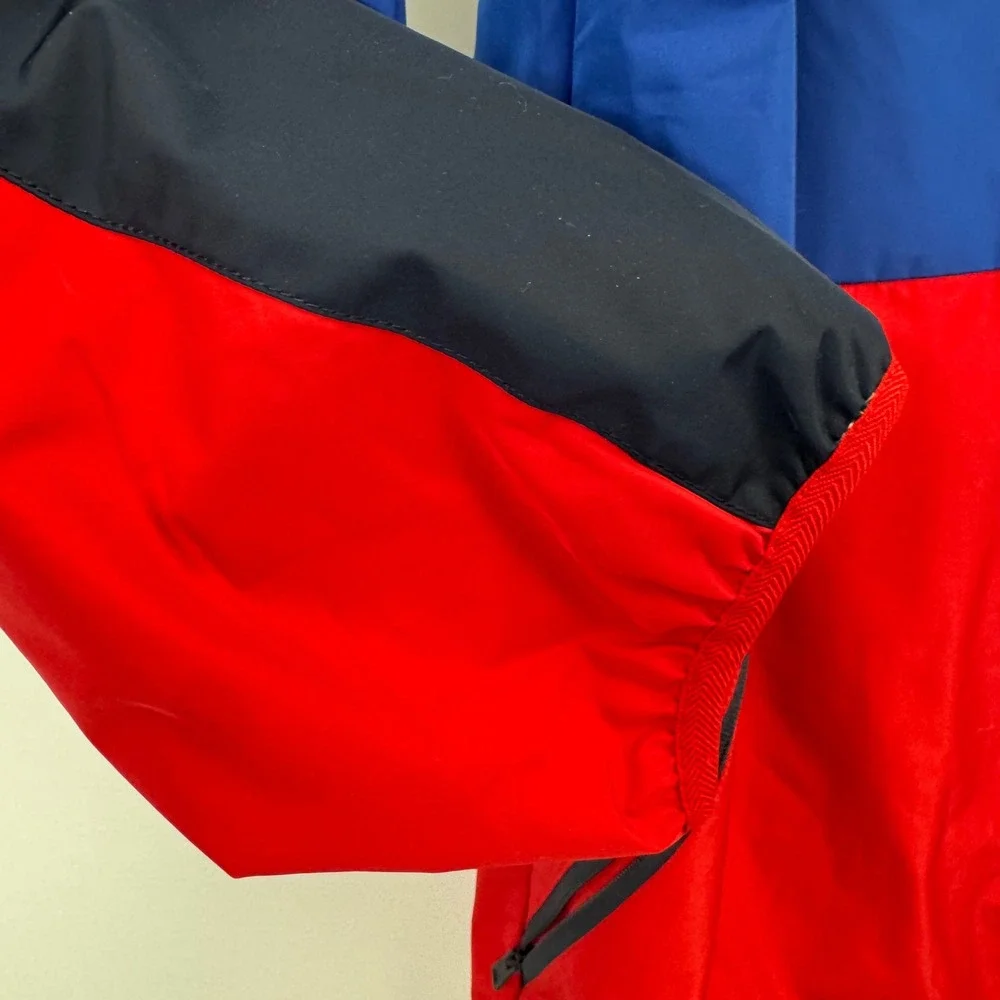Tommy Hilfiger Sport Mens XL Colorblock Hooded Windbreaker Jacket Red White Blue